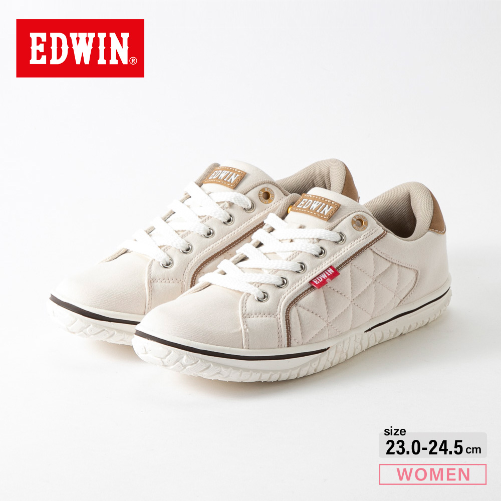 エドウィン EDWIN レディーススニーカー カジュアルレース (IVORY) EDW4643【FITHOUSE ONLINE SHOP】