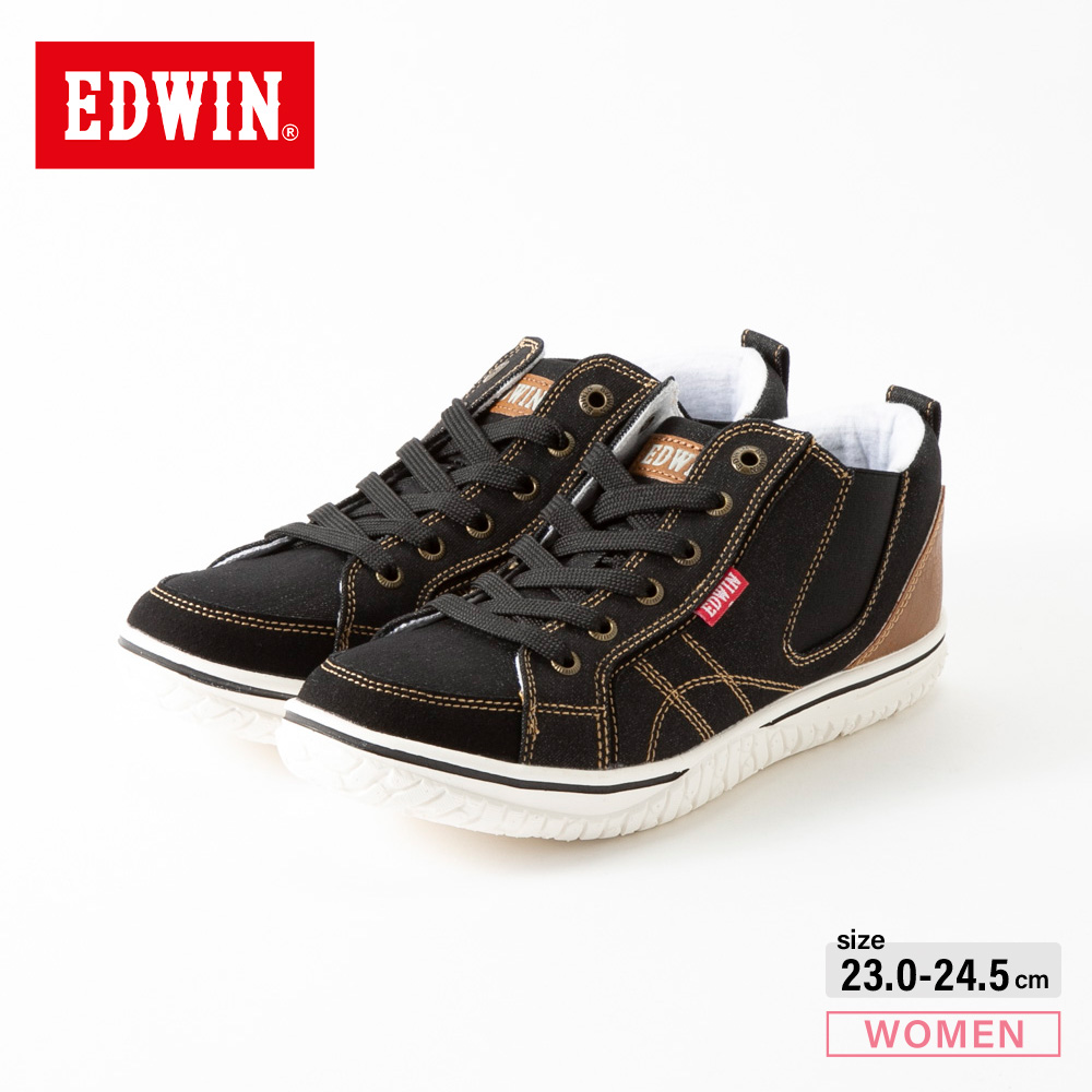 エドウィン EDWIN レディーススニーカー サイドゴアレース (BLK) EDW4649【FITHOUSE ONLINE SHOP】