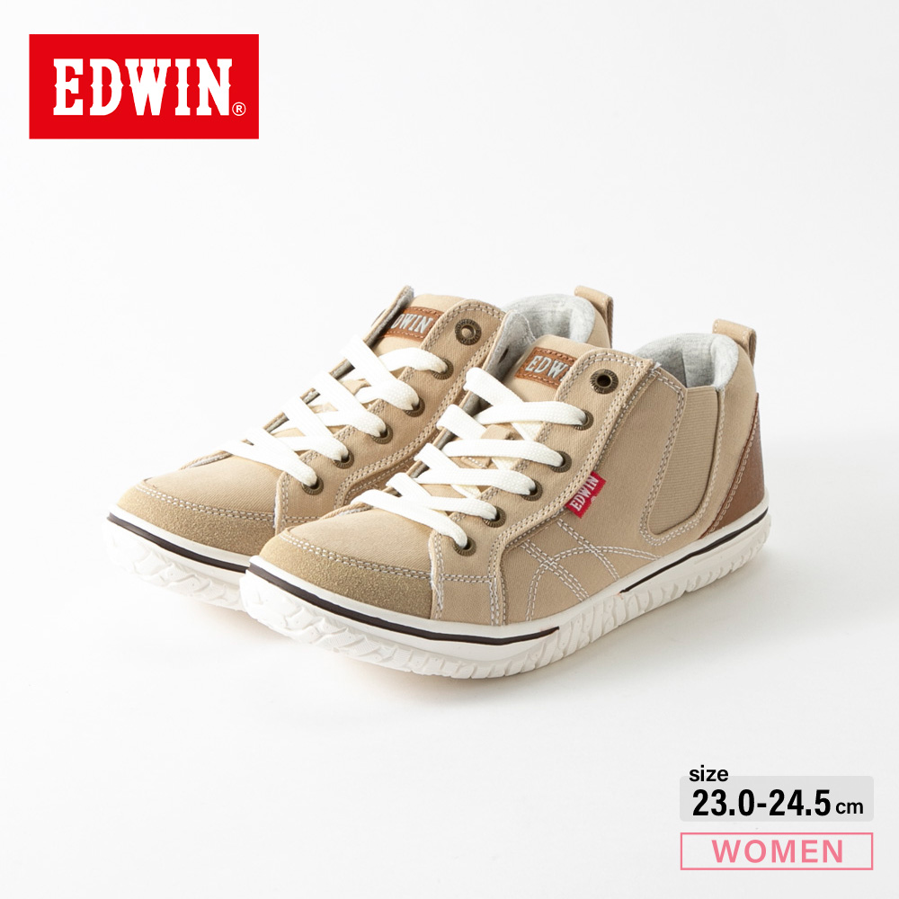 エドウィン EDWIN レディーススニーカー サイドゴアレース (BEG) EDW4649【FITHOUSE ONLINE SHOP】