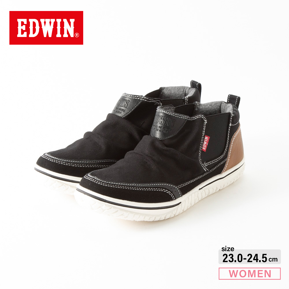 エドウィン EDWIN レディーススリッポン サイドゴアSPN (BLK) EDW4648【FITHOUSE ONLINE SHOP】