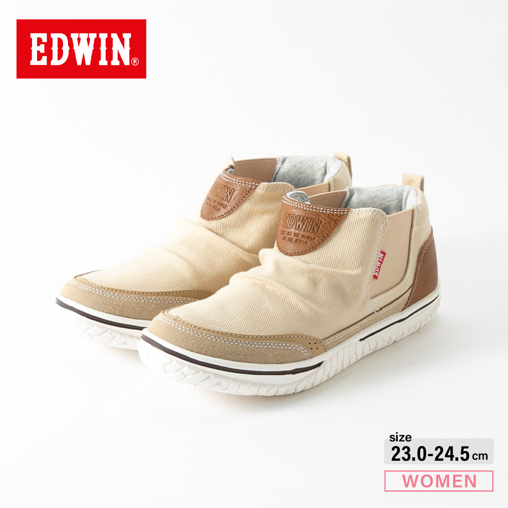 エドウィン EDWIN レディーススリッポン サイドゴアSPN (BEG) EDW4648【FITHOUSE ONLINE SHOP】