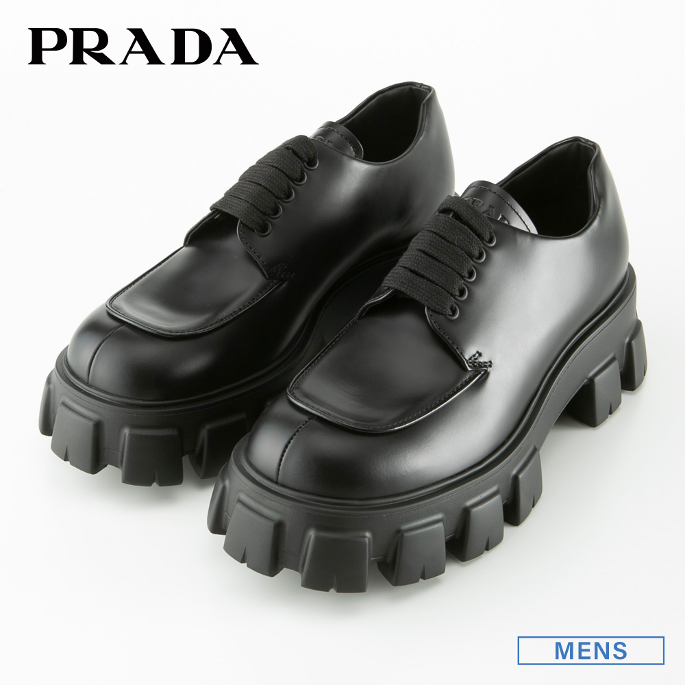 プラダ　PRADA モノリス　シューズ　レースアップ　黒