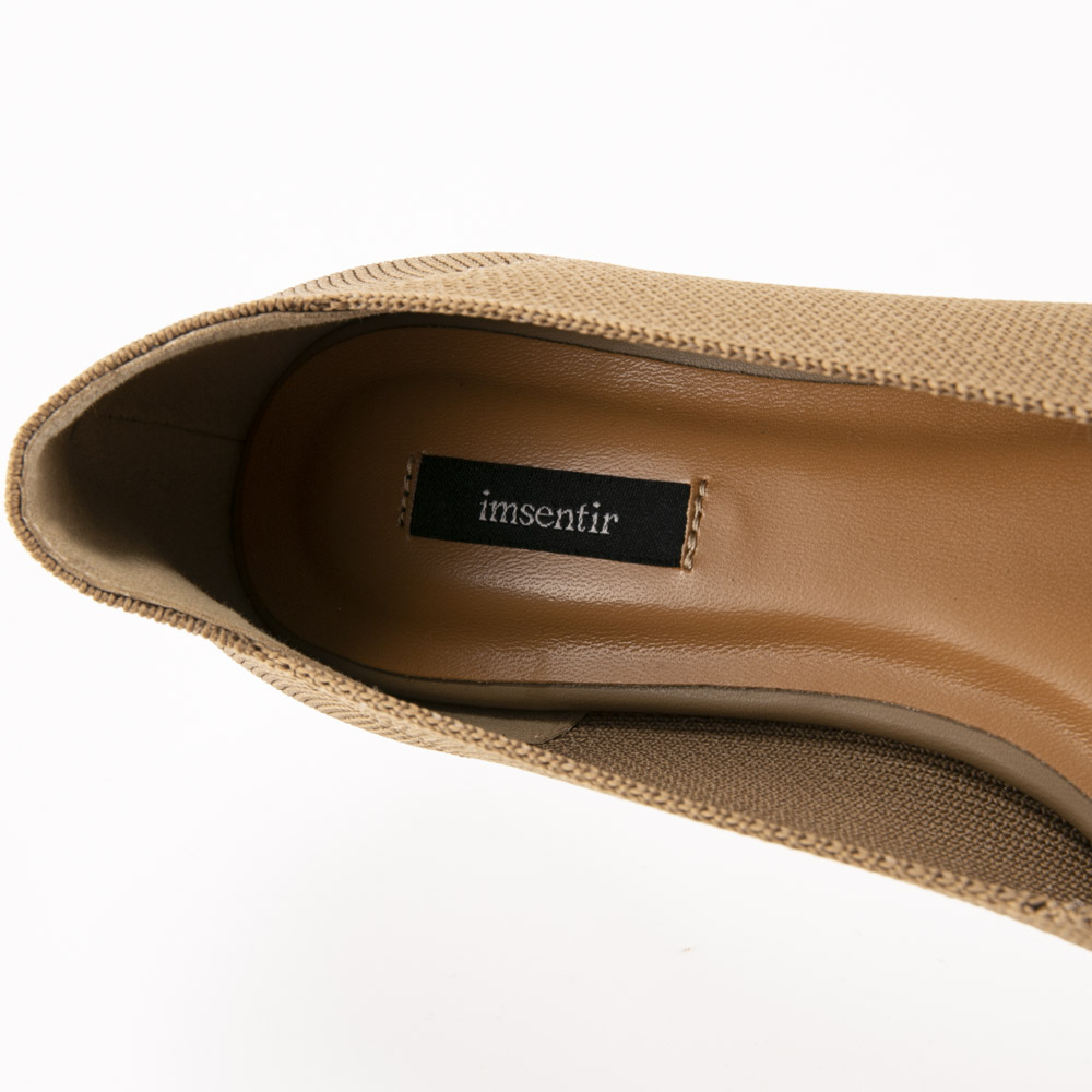 イムサンティル imsentir フラットニットパンプス Vカット スクエアパールバックル EV011【FITHOUSE ONLINE SHOP】