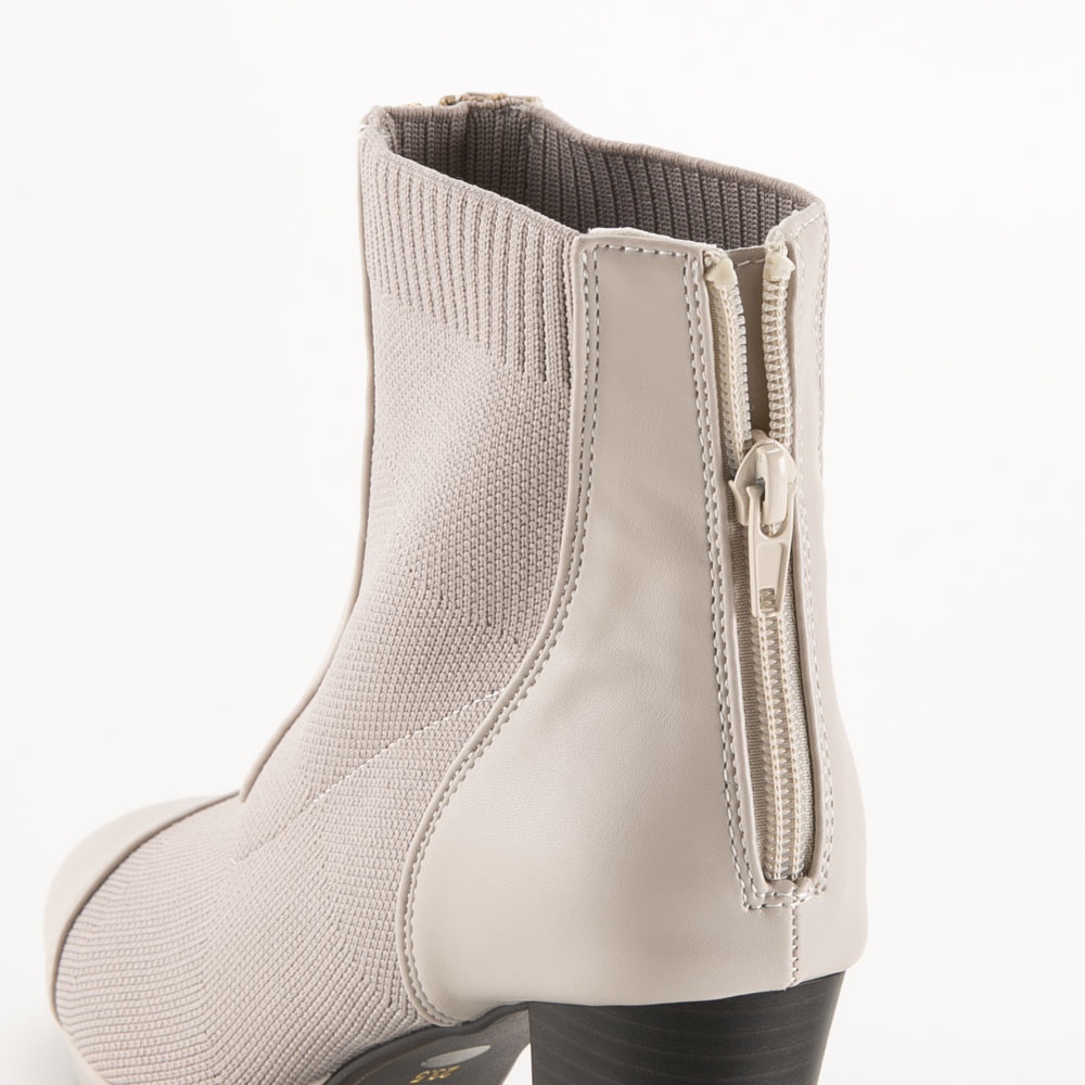 by あしながおじさん レディースブーツ 厚底 センタージップニットブーツ 9.0cm (IV) 8890883【FITHOUSE ONLINE SHOP】