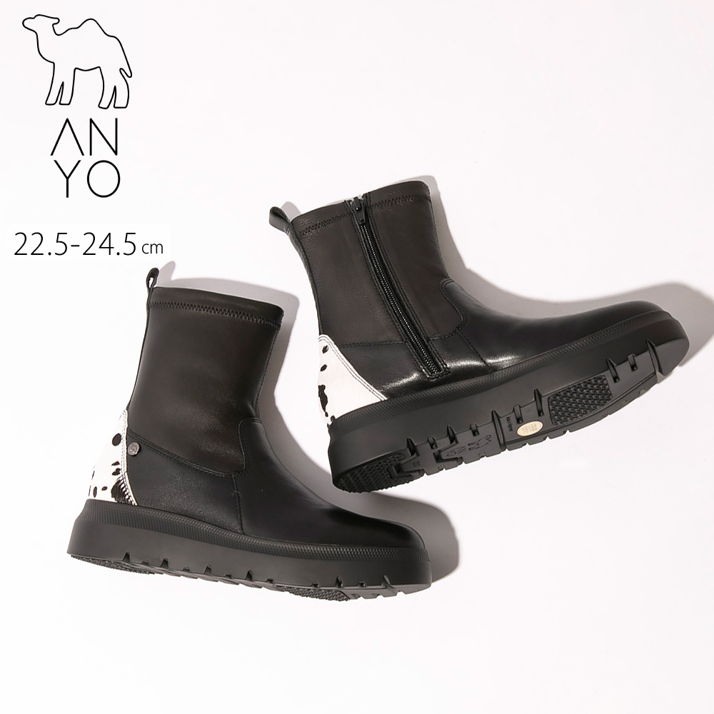 エーエヌワイオー ANYO レディースブーツ 撥水 ストレッチ ボリュームソール 本革 2240019【FITHOUSE ONLINE SHOP】