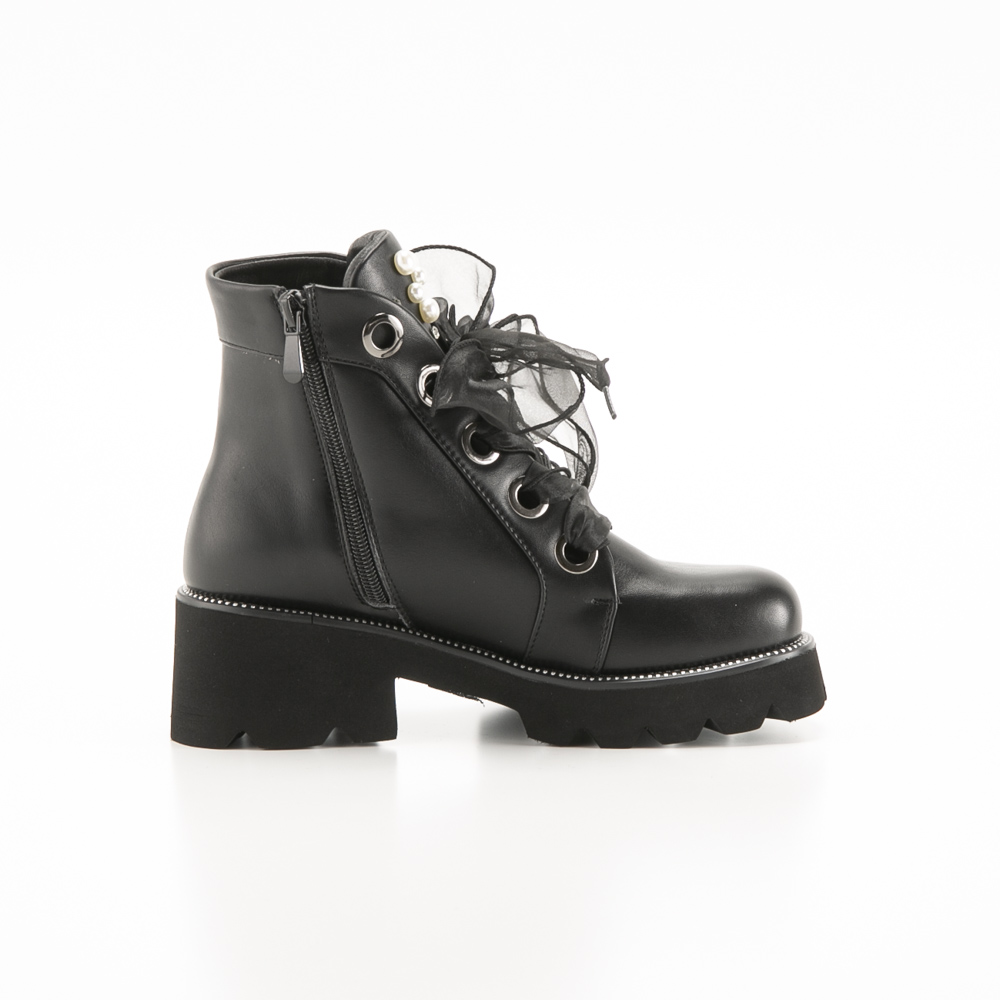 by あしながおじさん レディースブーツ ショート チュールリボン レースアップ 軽量 厚底 8710621 【FITHOUSE ONLINE SHOP】