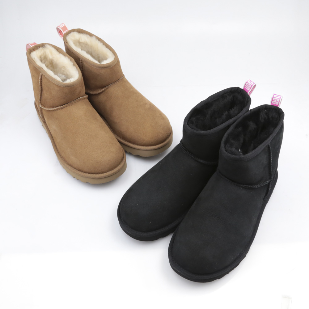 アグ UGG レディース ムートンブーツ CLASSIC MINI II GRAPHIC LOGO 