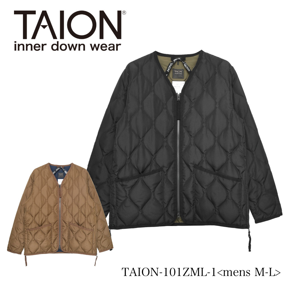 タイオン TAION メンズアウター MILITARY ZIP V NECK DOWN JKT TAION-101ZML-1【FITHOUSE ONLINE SHOP】