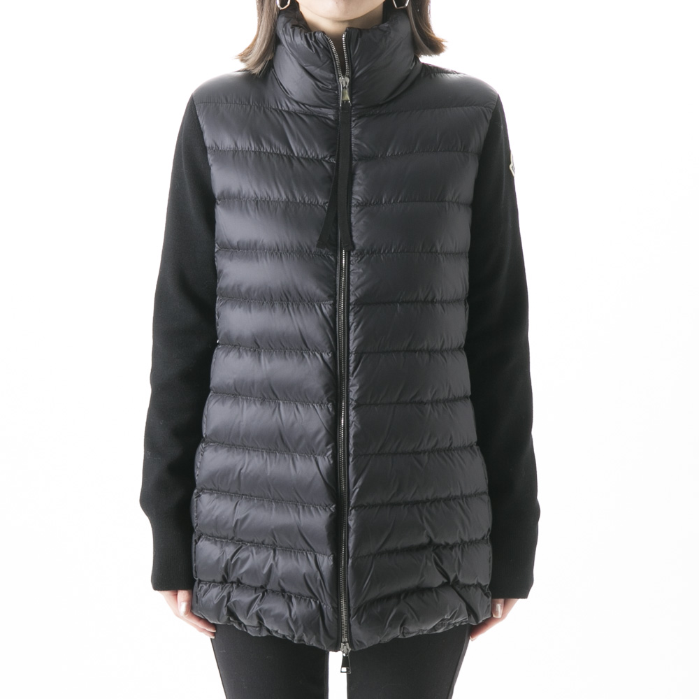 モンクレール CARDIGAN TRICOT ダウン 切替え ジップアップ パーカー 9B523 00 V9185 レディース ライトベージュ MONCLER [美品]  【アパレル・小物】