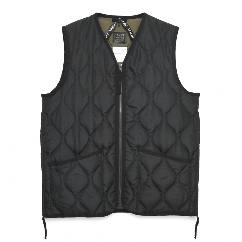 タイオン TAION メンズアウター MILITARY ZIP V NECK DOWN VEST TAION-001ZML-1【FITHOUSE ONLINE SHOP】