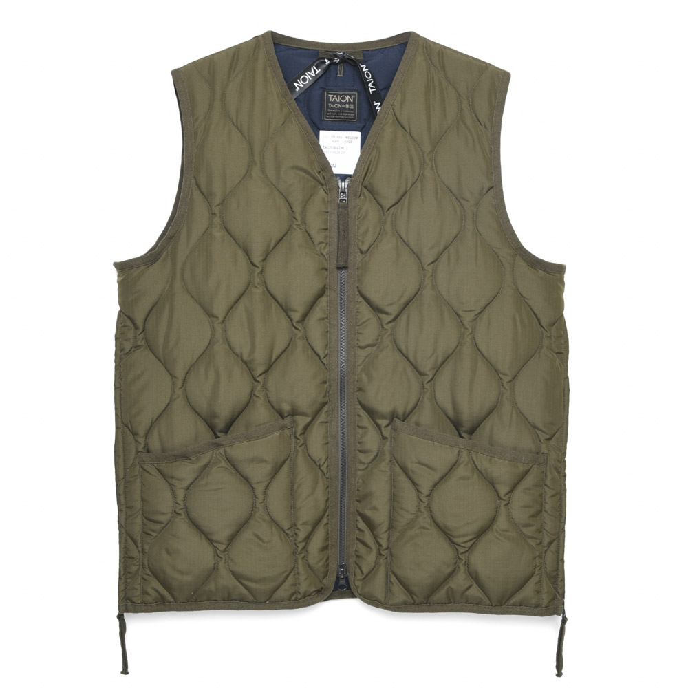 タイオン TAION メンズアウター MILITARY ZIP V NECK DOWN VEST TAION-001ZML-1【FITHOUSE ONLINE SHOP】