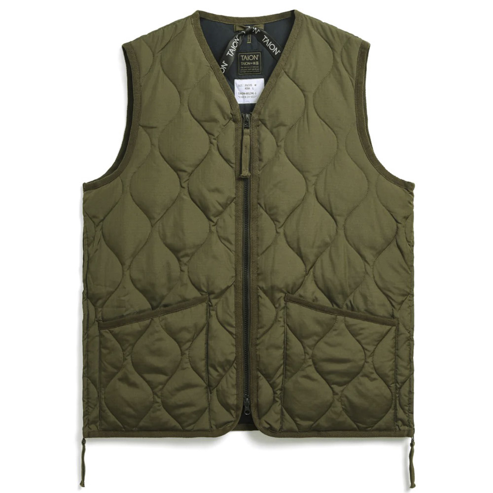 タイオン TAION メンズトップス MILITARY ZIP V NECK DOWN VEST TAION-001ZML-1【FITHOUSE ONLINE SHOP】