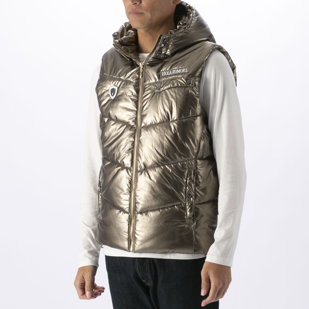 ヴィオラ VIOLA メンズトップス フード脱着 中綿ベスト 総柄 Y62100【FITHOUSE ONLINE SHOP】