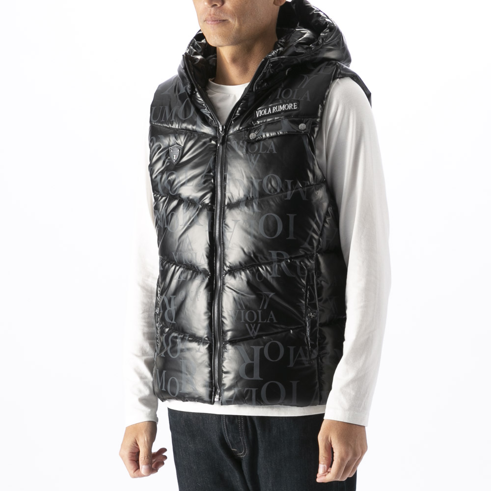 ヴィオラ VIOLA メンズトップス フード脱着 中綿ベスト 総柄 Y62100【FITHOUSE ONLINE SHOP】
