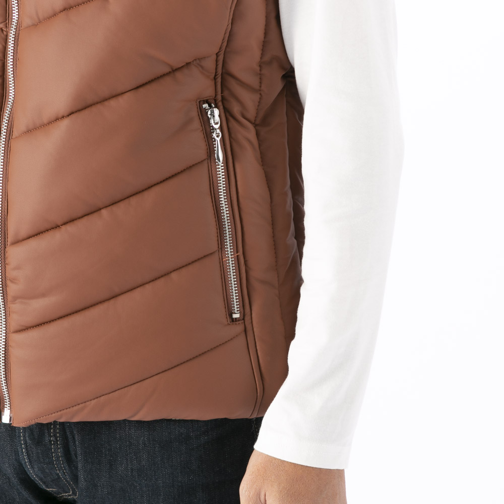 ヴィオラ VIOLA メンズトップス 中綿ベスト フェイクレザー Y62102【FITHOUSE ONLINE SHOP】