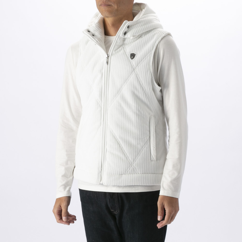 ヴィオラ VIOLA メンズトップス ストライプ 起毛 中綿ベスト フード脱着 Y62104【FITHOUSE ONLINE SHOP】