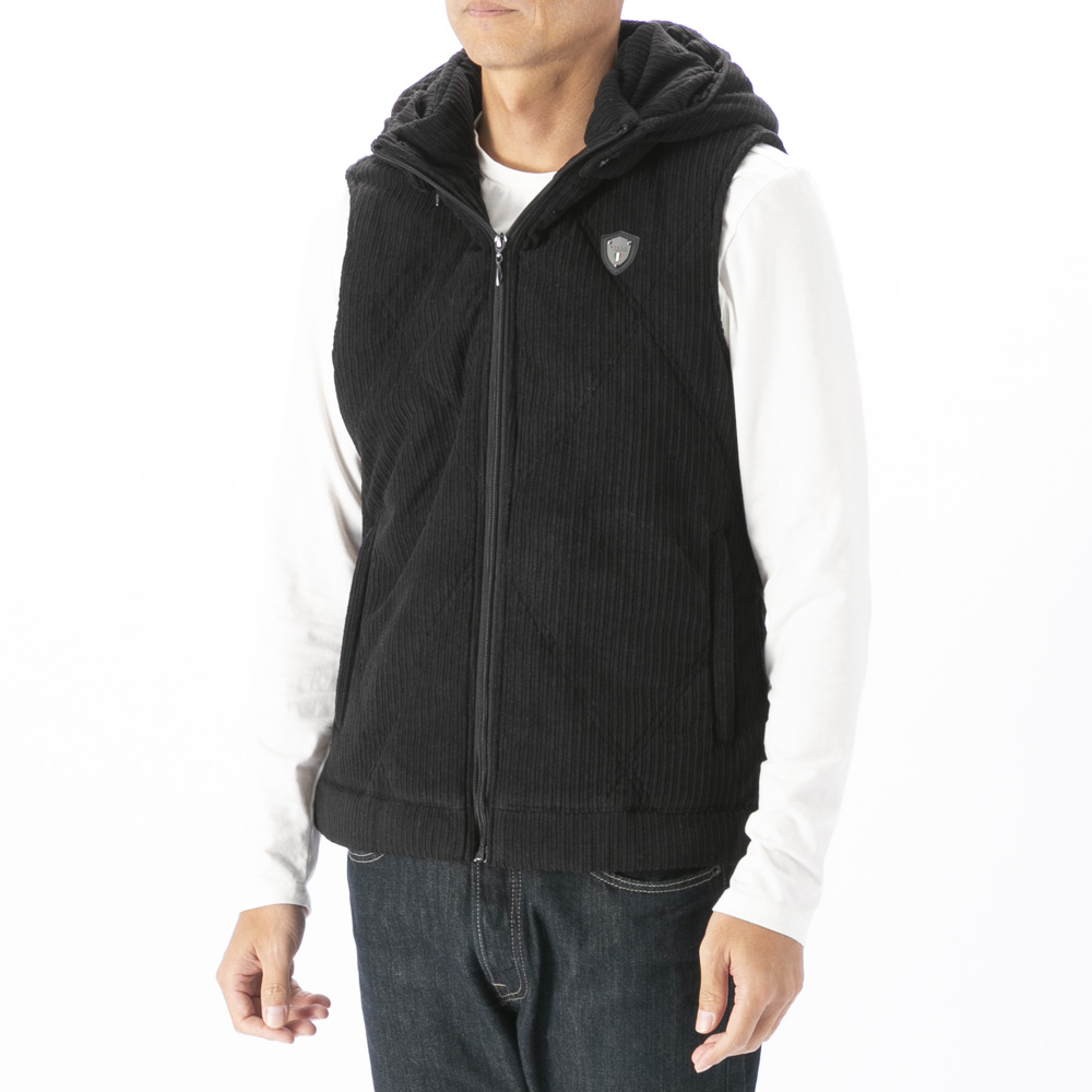 ヴィオラ VIOLA メンズトップス ストライプ 起毛 中綿ベスト フード脱着 Y62104【FITHOUSE ONLINE SHOP】