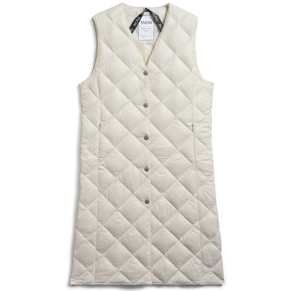 タイオン TAION レディーストップス SINGLE SNAP BUTTON V NECK LONG DOWN GILET TAION-W003CI-LONG【FITHOUSE ONLINE SHOP】