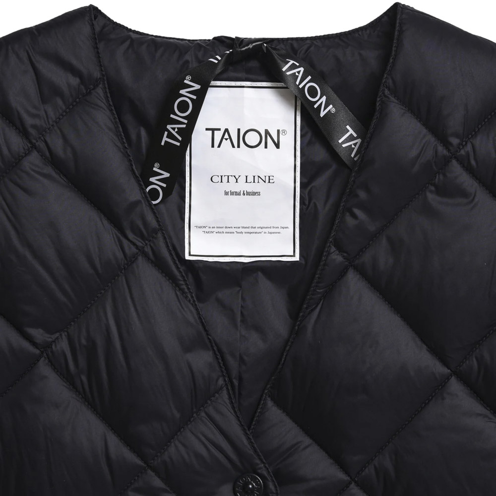 タイオン TAION レディーストップス SINGLE SNAP BUTTON V NECK LONG DOWN GILET TAION-W003CI-LONG【FITHOUSE ONLINE SHOP】