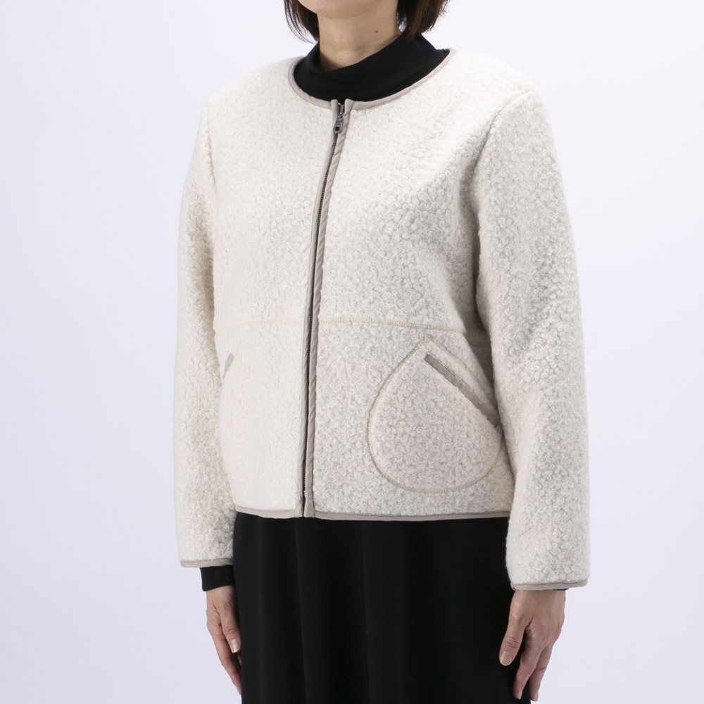 ノアジェ NOA-GE レディースアウター 別布使いブークレジャケット ボアブルゾン 121-5599-1306/02【FITHOUSE ONLINE SHOP】