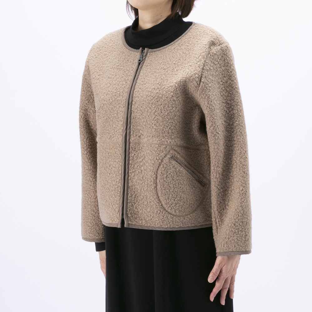 ノアジェ NOA-GE レディースアウター 別布使いブークレジャケット ボアブルゾン 121-5599-1306/06【FITHOUSE ONLINE SHOP】
