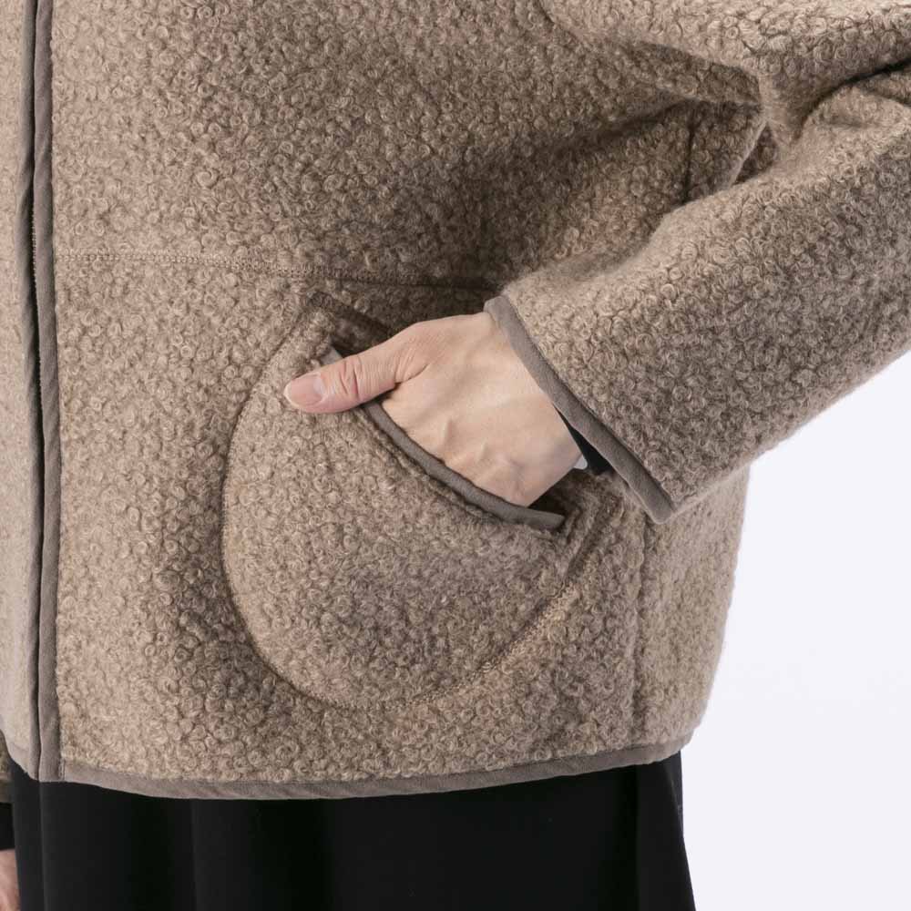 ノアジェ NOA-GE レディースアウター 別布使いブークレジャケット ボアブルゾン 121-5599-1306/06【FITHOUSE ONLINE SHOP】