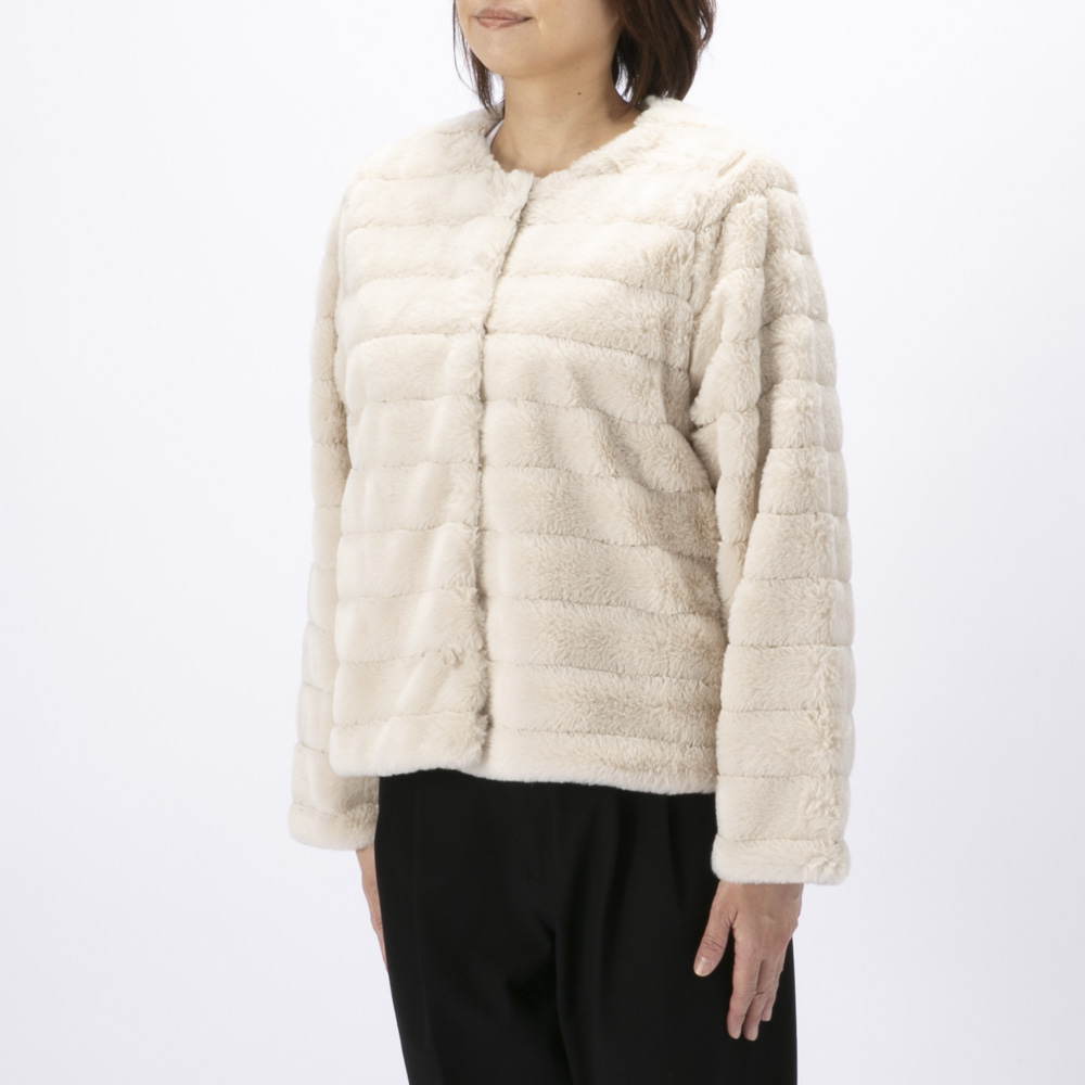 ノアジェ NOA-GE レディースアウター リバーシブル フェイクファー×キルティング ブルゾン 121-5607-2464/02【FITHOUSE ONLINE SHOP】