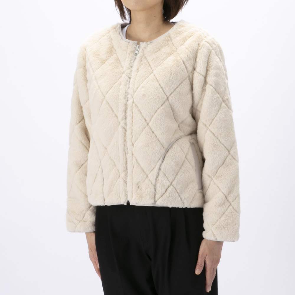 ノアジェ NOA-GE レディースアウター リバーシブル フェイクファー×キルティング ブルゾン 121-5607-2457/02【FITHOUSE ONLINE SHOP】