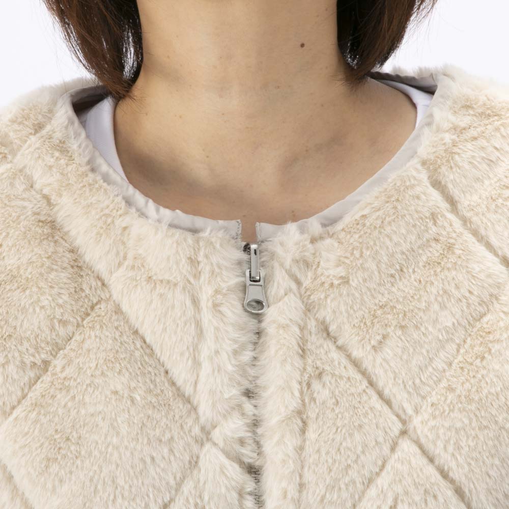 ノアジェ NOA-GE レディースアウター リバーシブル フェイクファー×キルティング ブルゾン 121-5607-2457/02【FITHOUSE ONLINE SHOP】