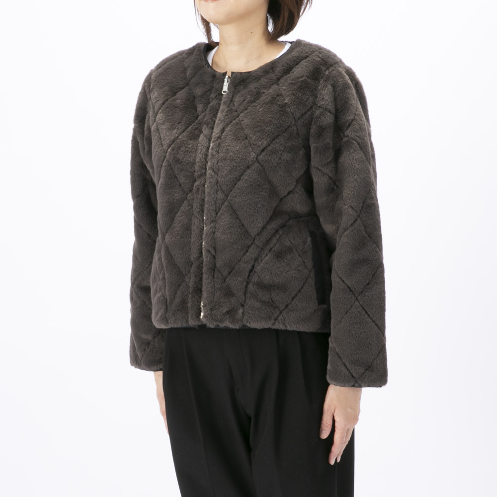 ノアジェ NOA-GE レディースアウター リバーシブル フェイクファー×キルティング ブルゾン 121-5607-2457/77【FITHOUSE ONLINE SHOP】