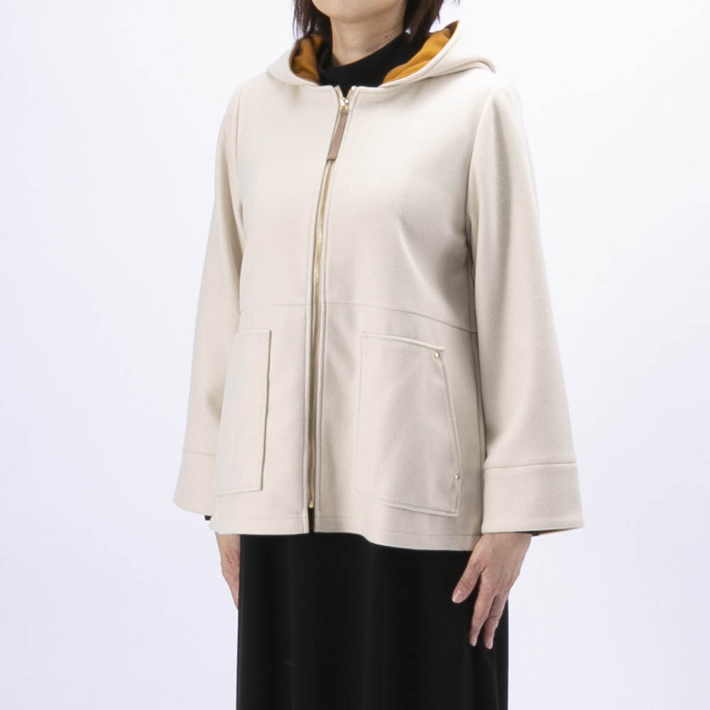 ノアジェ NOA-GE レディースアウター ウール調フェルト配色ジャケット 121-5616-1256/02【FITHOUSE ONLINE SHOP】