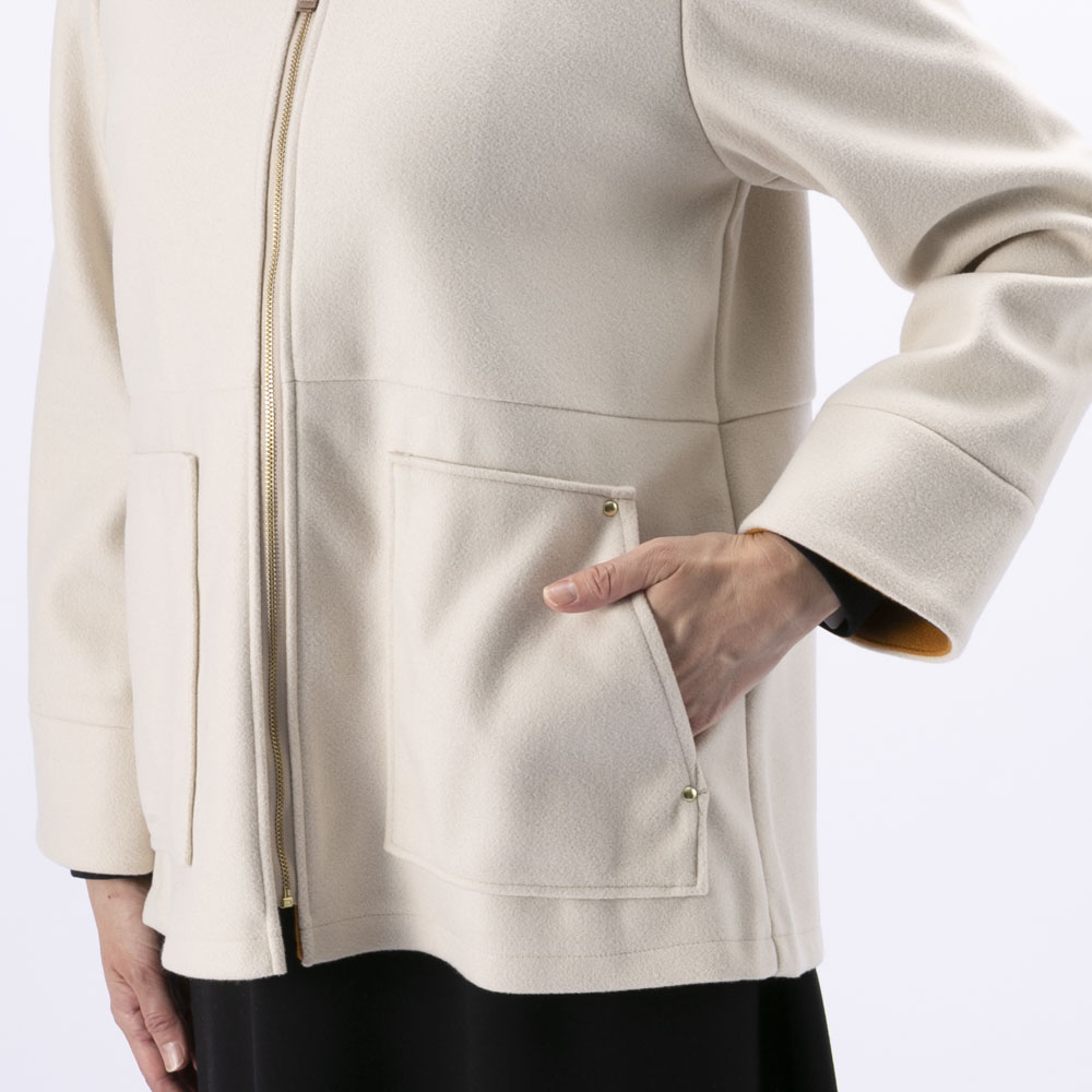 ノアジェ NOA-GE レディースアウター ウール調フェルト配色ジャケット 121-5616-1256/02【FITHOUSE ONLINE SHOP】