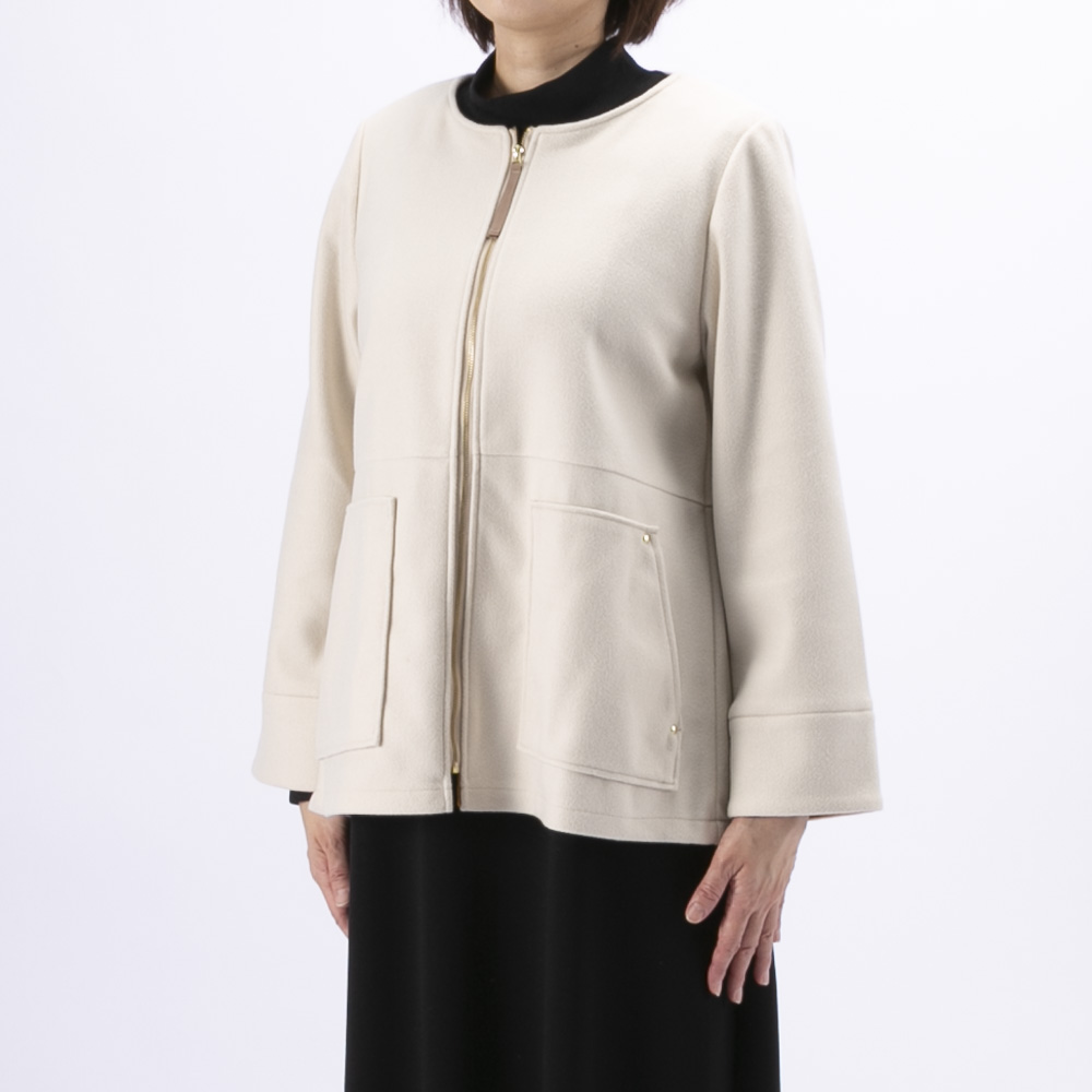 ノアジェ NOA-GE レディースアウター ウール調フェルト配色ジャケット 121-5616-1256/02【FITHOUSE ONLINE SHOP】