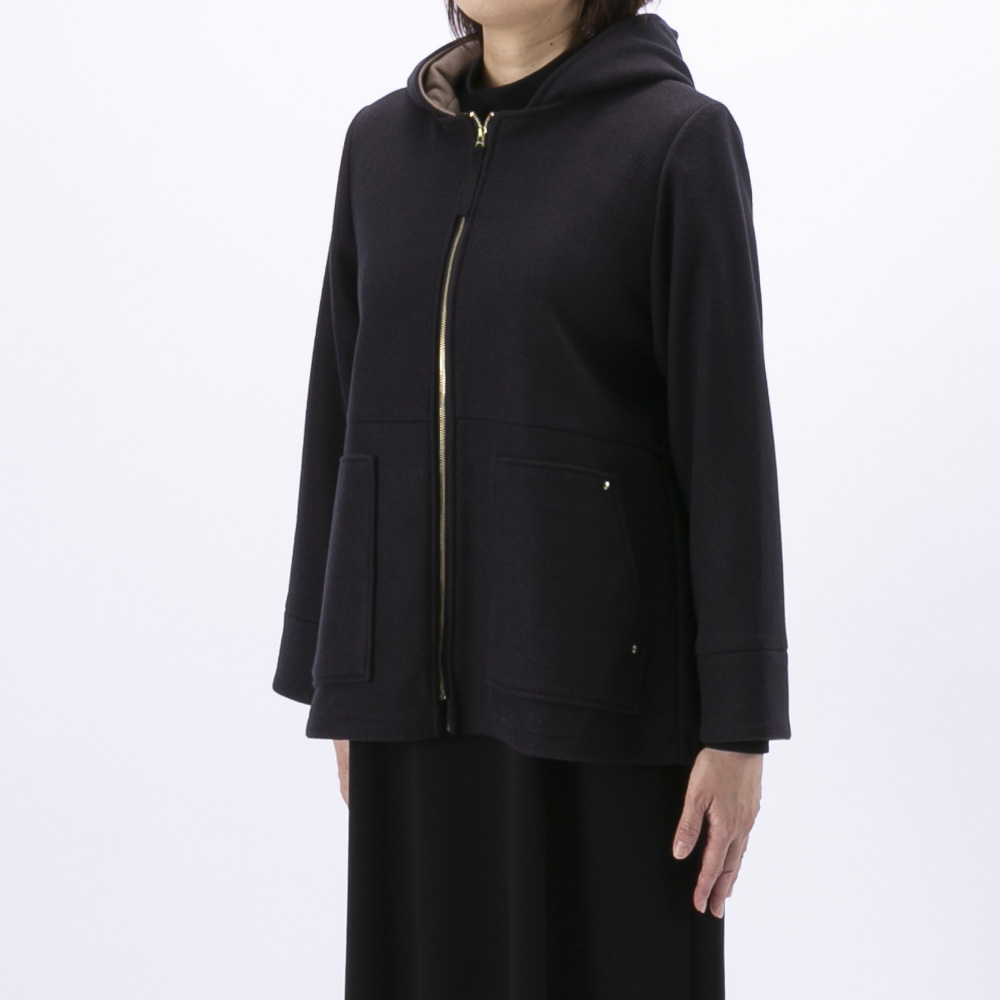 ノアジェ NOA-GE レディースアウター ウール調フェルト配色ジャケット 121-5616-1256/78【FITHOUSE ONLINE SHOP】