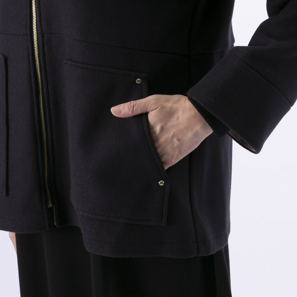 ノアジェ NOA-GE レディースアウター ウール調フェルト配色ジャケット 121-5616-1256/78【FITHOUSE ONLINE SHOP】