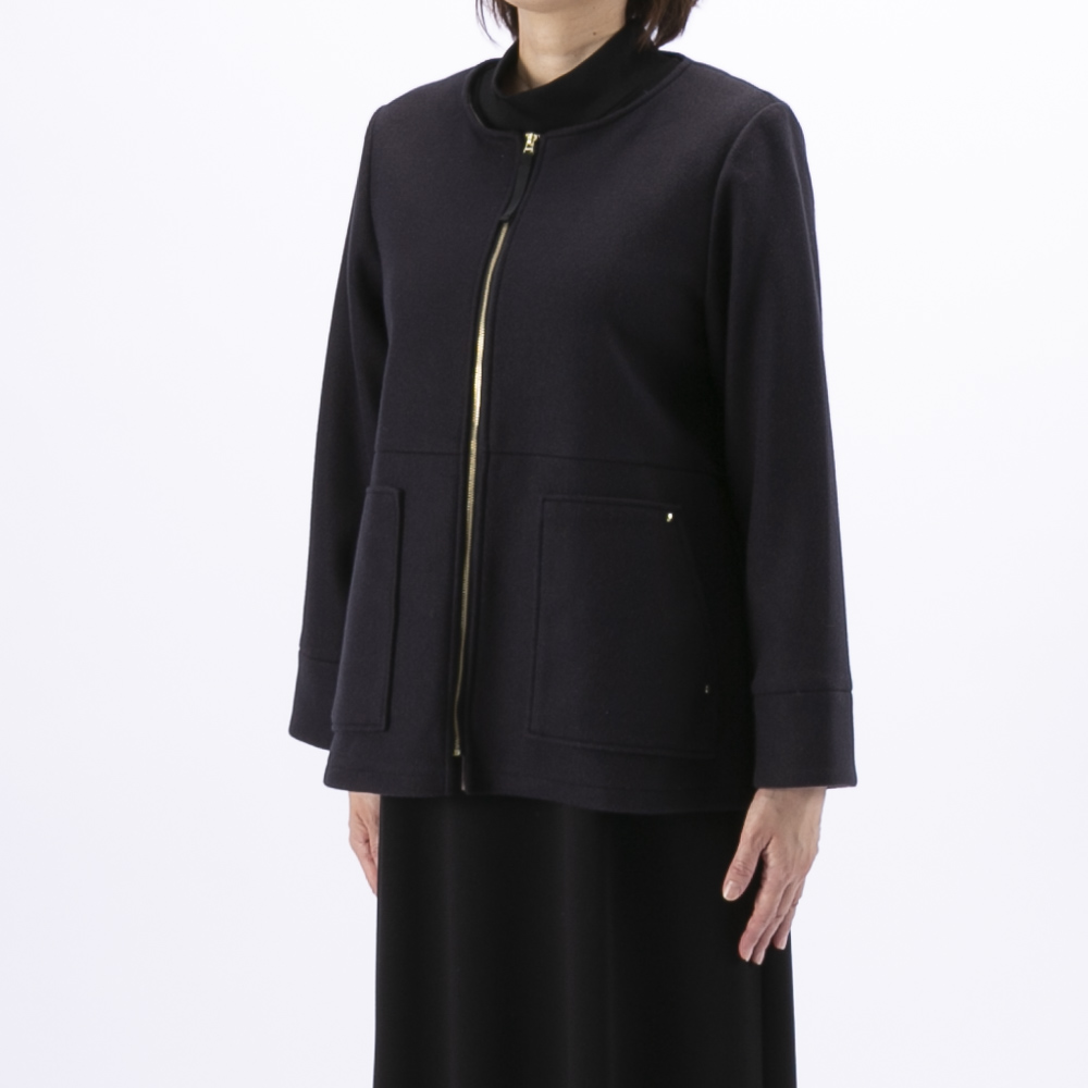 ノアジェ NOA-GE レディースアウター ウール調フェルト配色ジャケット 121-5616-1256/78【FITHOUSE ONLINE SHOP】