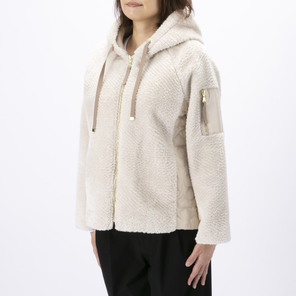 ノアジェ NOA-GE レディースアウター ボア×星柄切替キルトジャケット 121-5607-2441/02【FITHOUSE ONLINE SHOP】