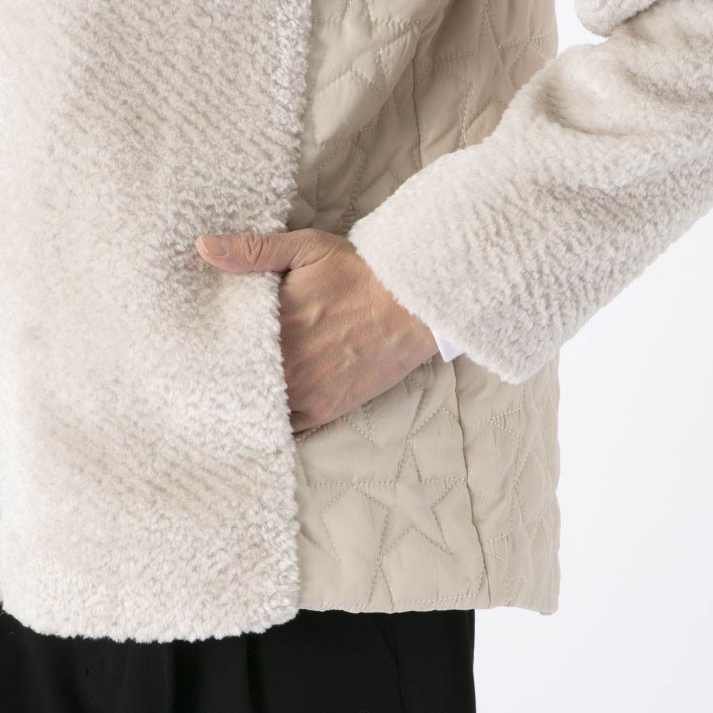 ノアジェ NOA-GE レディースアウター ボア×星柄切替キルトジャケット 121-5607-2441/02【FITHOUSE ONLINE SHOP】