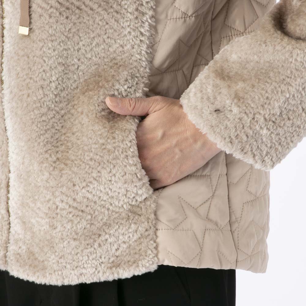 ノアジェ NOA-GE レディースアウター ボア×星柄切替キルトジャケット 121-5607-2441/05【FITHOUSE ONLINE SHOP】