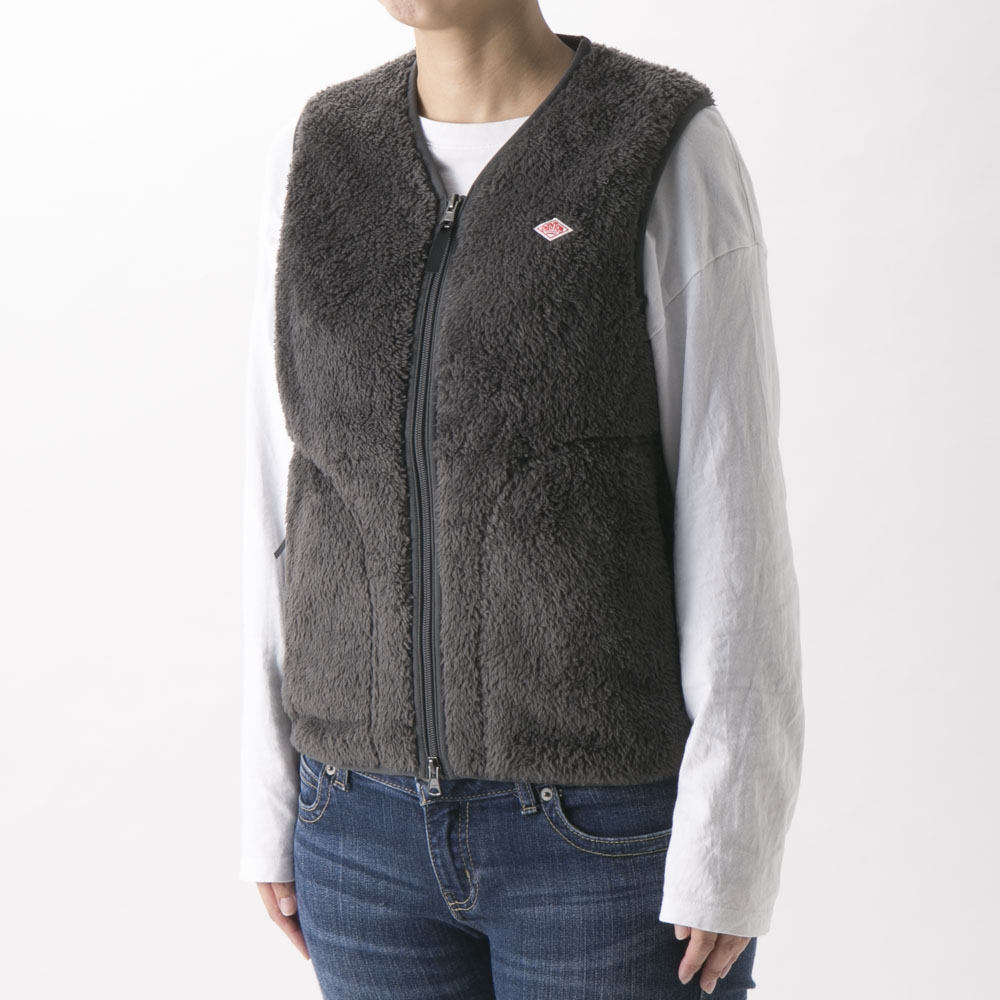 ダントン DANTON レディーストップス HIGH PILE ZIP V-NECK VEST DT-A0020 HPF【FITHOUSE ONLINE SHOP】