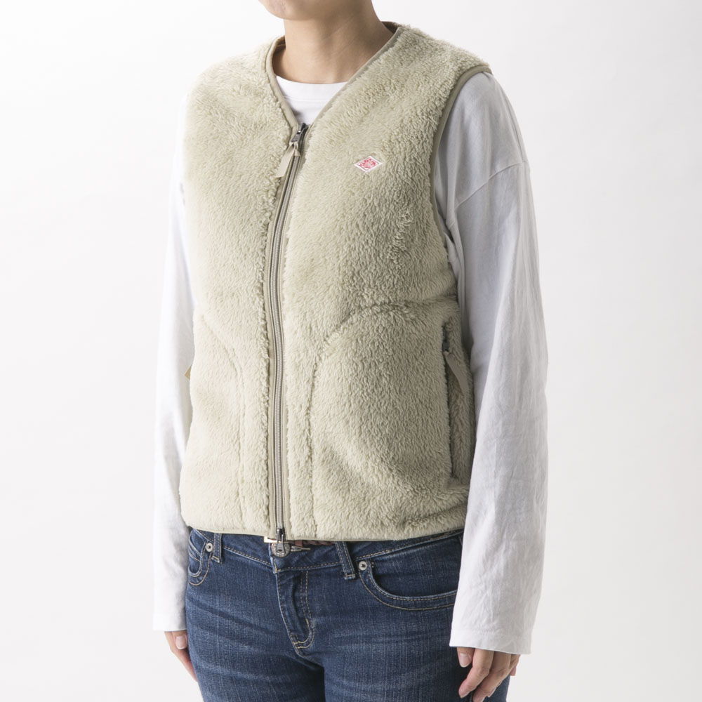 ダントン DANTON レディーストップス HIGH PILE ZIP V-NECK VEST DT-A0020 HPF【FITHOUSE ONLINE SHOP】