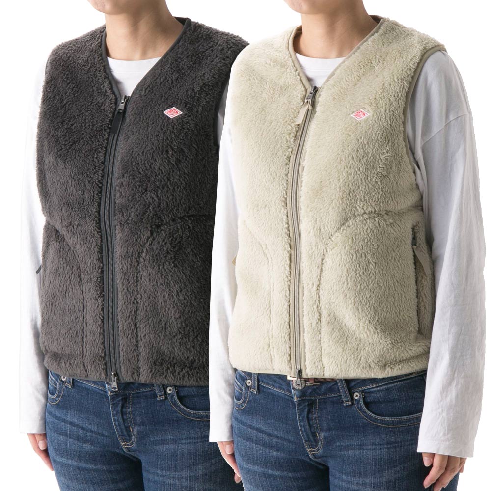 ダントン DANTON レディーストップス HIGH PILE ZIP V-NECK VEST DT-A0020 HPF【FITHOUSE ONLINE SHOP】