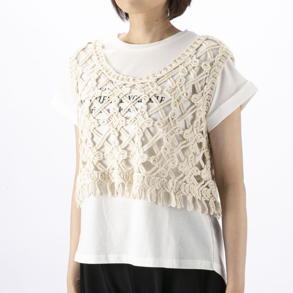 バントロア vingtrois レディーストップス マクラメロープ ショートベスト 151-23132【FITHOUSE ONLINE SHOP】