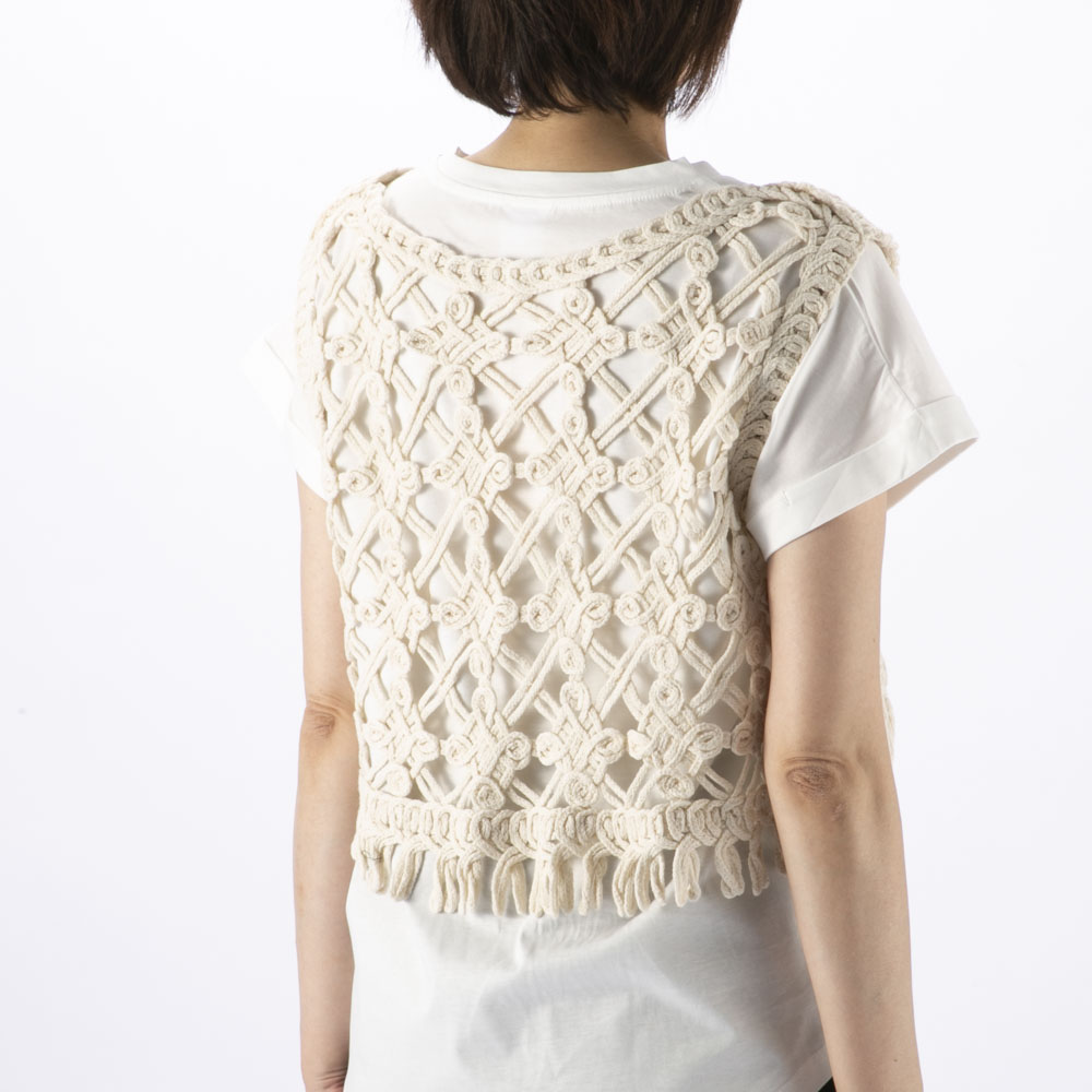 バントロア vingtrois レディーストップス マクラメロープ ショートベスト 151-23132【FITHOUSE ONLINE SHOP】