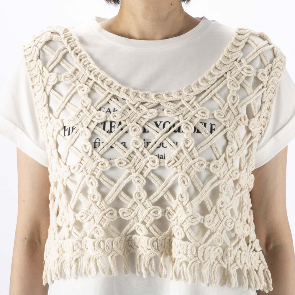 バントロア vingtrois レディーストップス マクラメロープ ショートベスト 151-23132【FITHOUSE ONLINE SHOP】