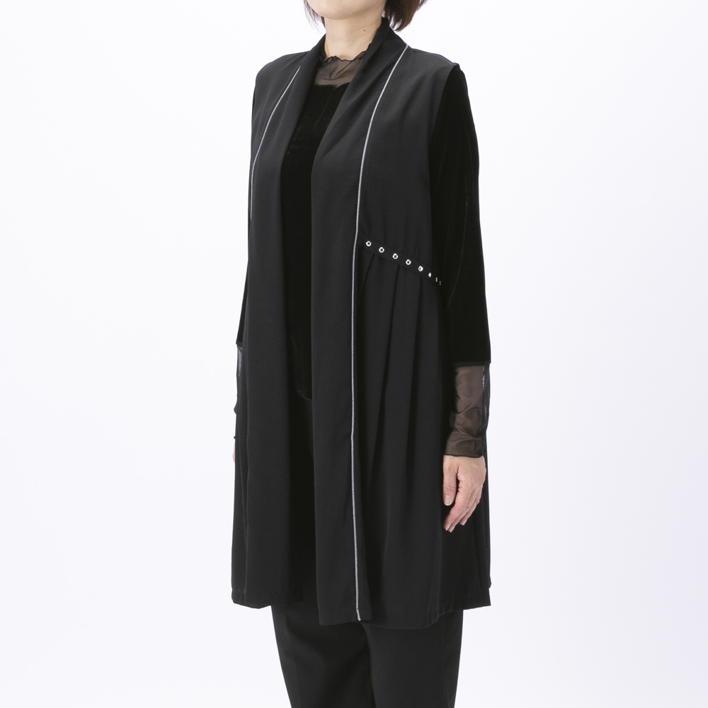 ノアジェ NOA-GE スタッズ付き ロングベスト 127-5501-3903/79【FITHOUSE ONLINE SHOP】
