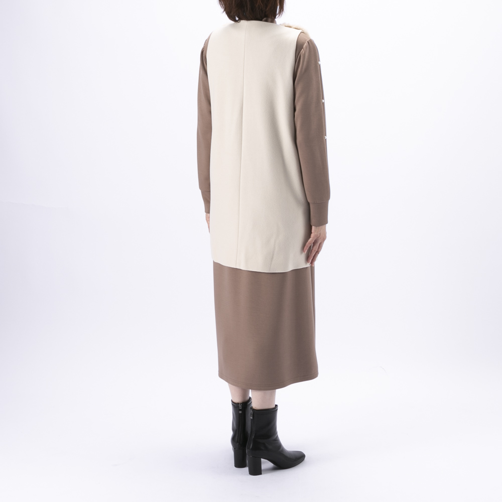 ノアジェ NOA-GE レディーストップス ウールライクフェルト×エコファーベスト 121-5616-3892/02【FITHOUSE ONLINE SHOP】