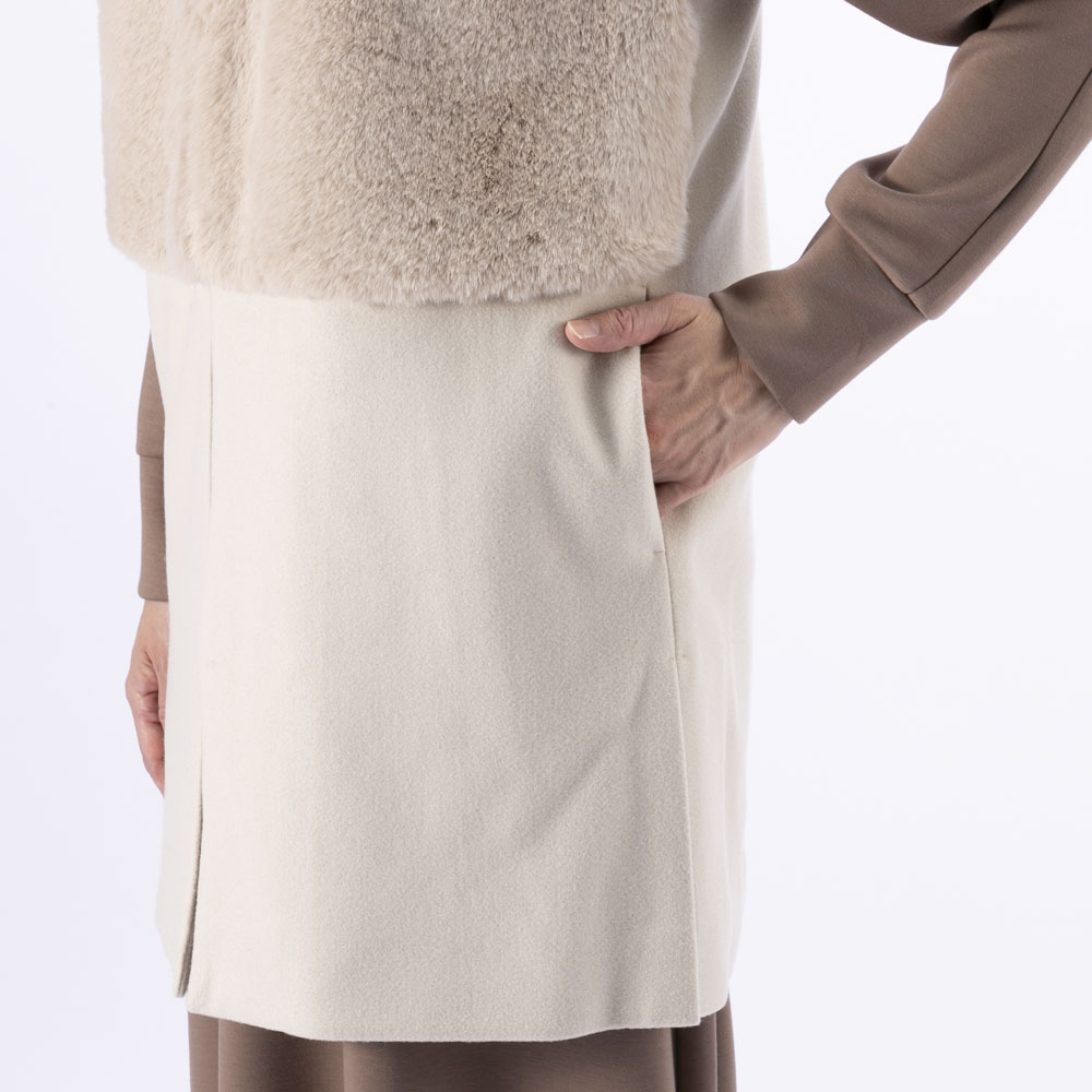 ノアジェ NOA-GE レディーストップス ウールライクフェルト×エコファーベスト 121-5616-3892/02【FITHOUSE ONLINE SHOP】