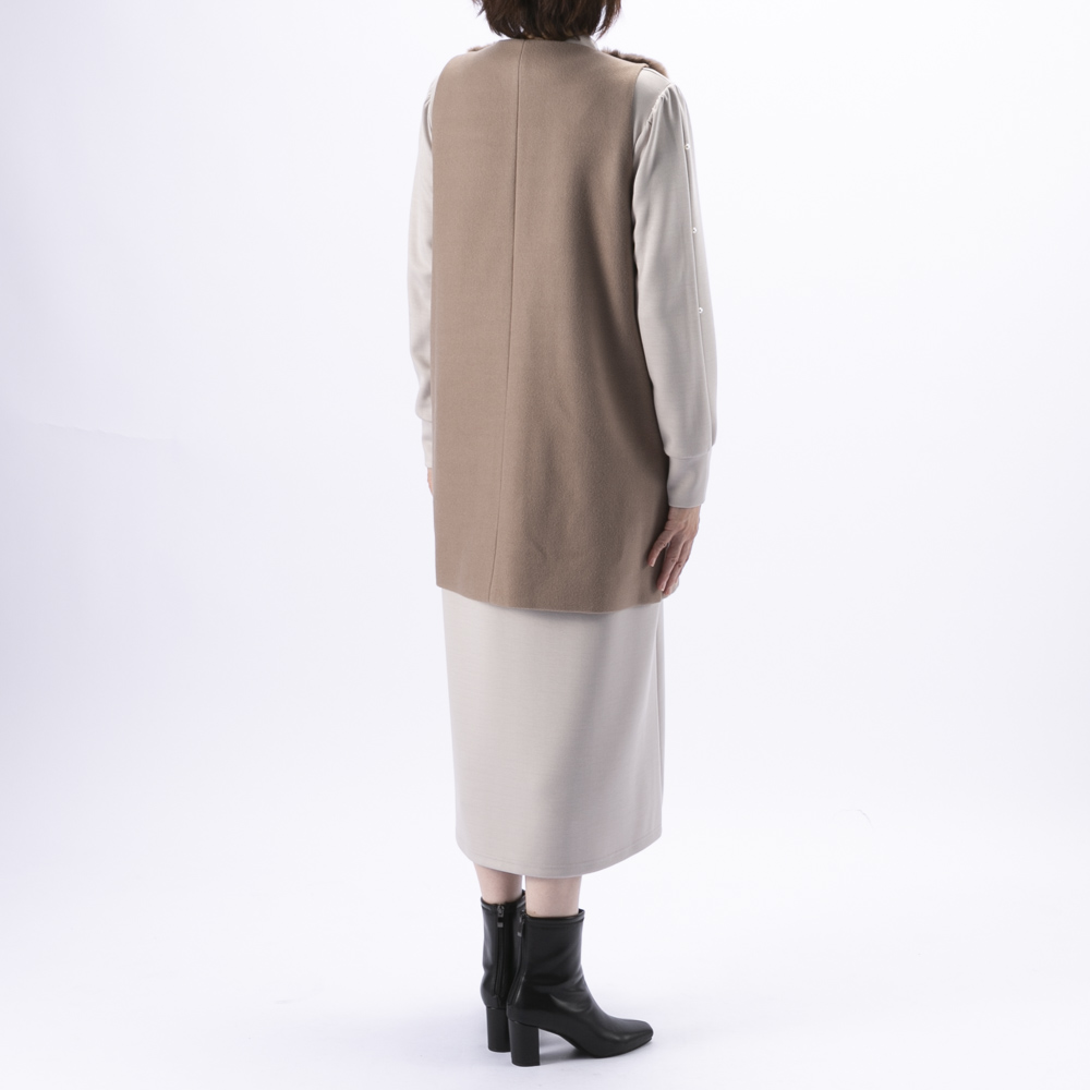 ノアジェ NOA-GE レディーストップス ウールライクフェルト×エコファーベスト 121-5616-3892/61【FITHOUSE ONLINE SHOP】