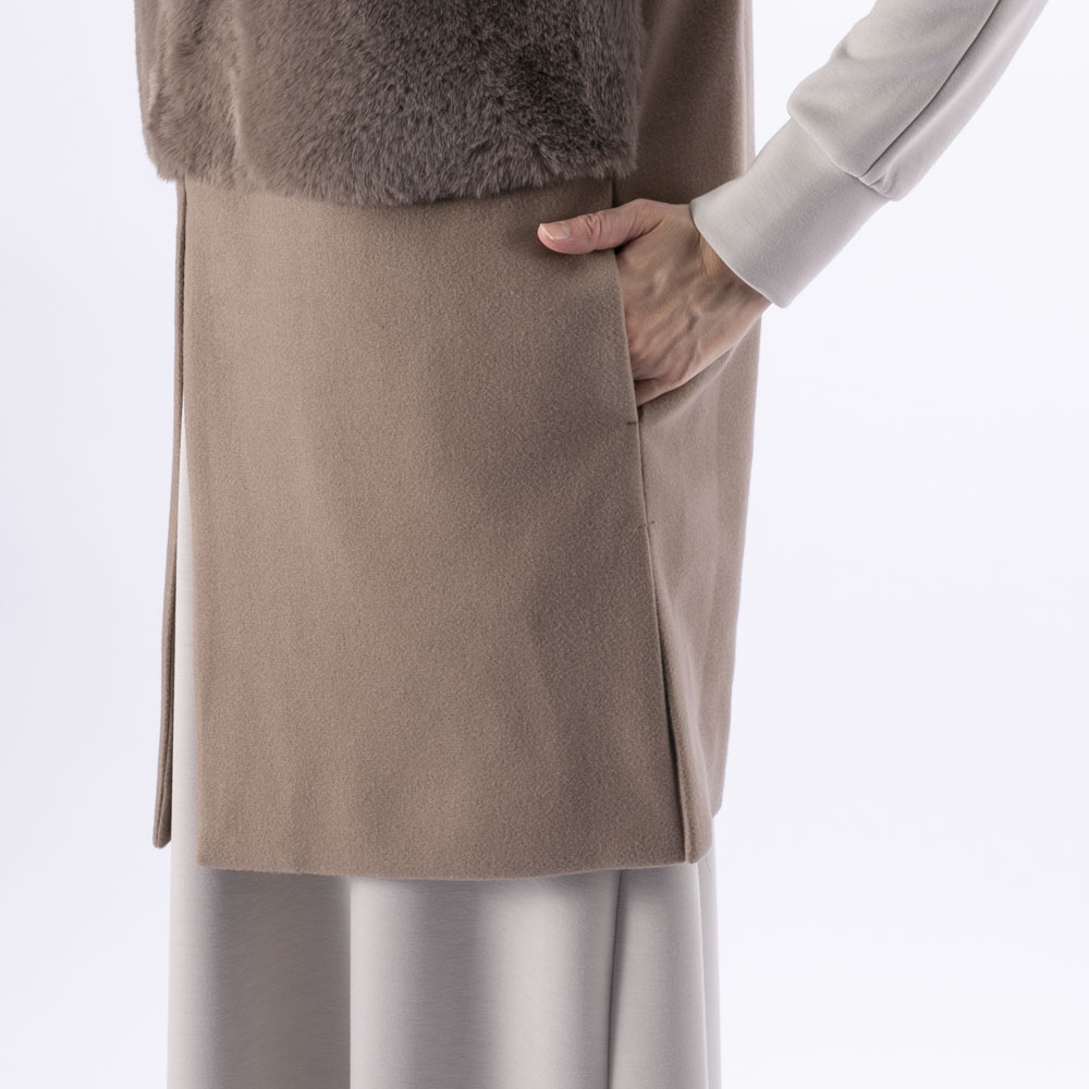 ノアジェ NOA-GE レディーストップス ウールライクフェルト×エコファーベスト 121-5616-3892/61【FITHOUSE ONLINE SHOP】
